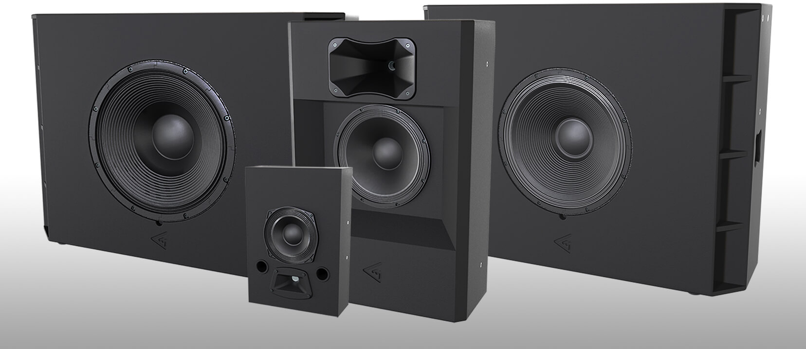 Group picture of the MAG Audio Theatron Performance Series loudspeakers